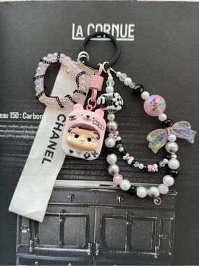 Authentic CC Ribbon with unbranded Keychain with Beads & Ozai character.